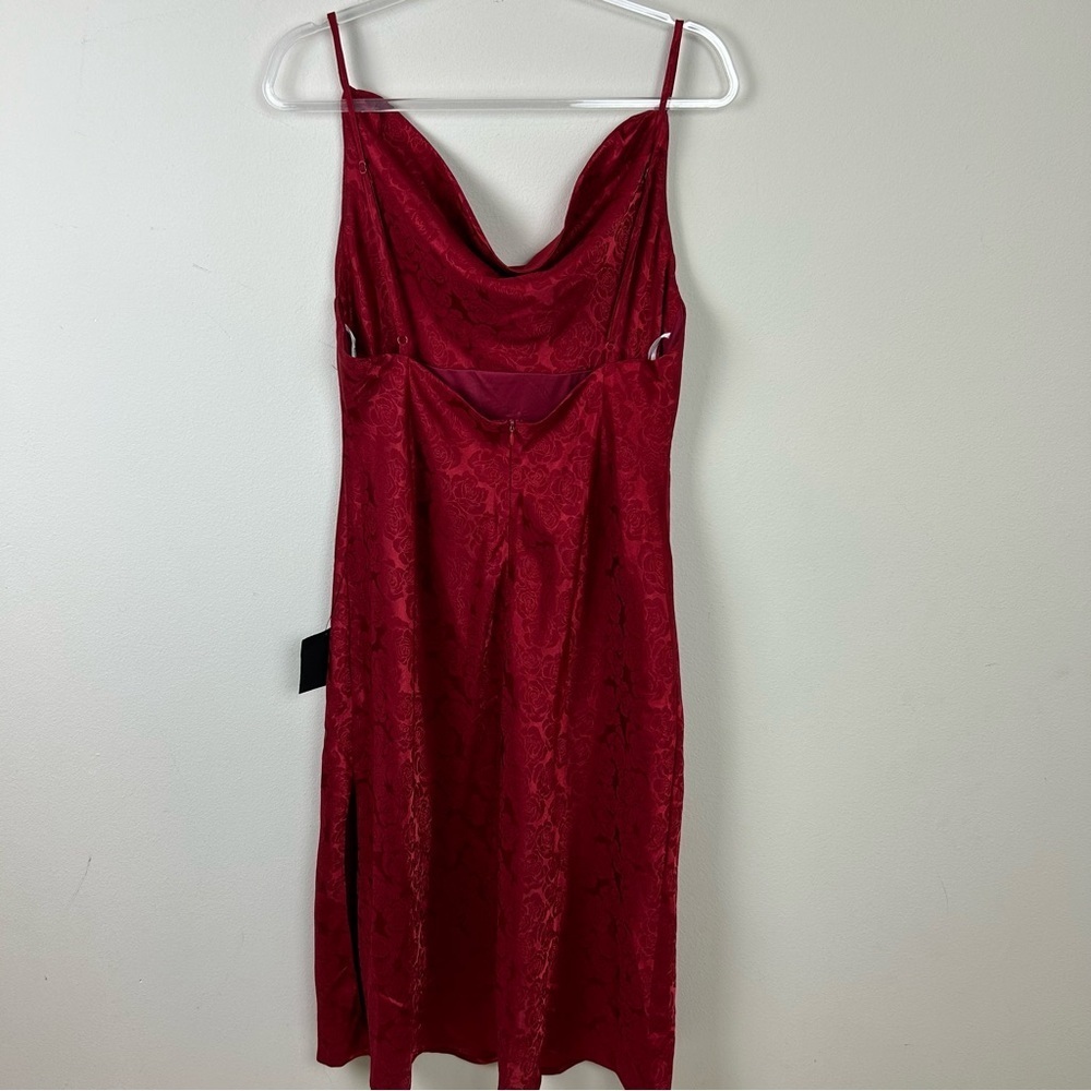 NWT Lulu's You're My Type Red satin jacquard midi slip dress size: XL - Picture 11 of 13